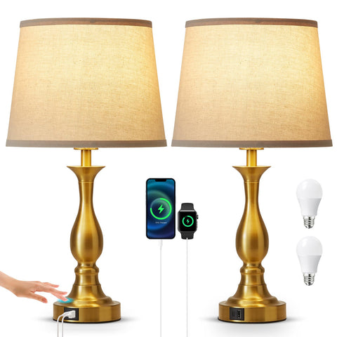 Lauag bedside lamp with touch-base for easy on/off control at night.