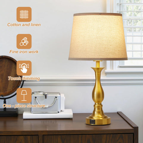 Lauag bedside lamp showing USB-C charging port for devices.