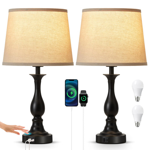Lauag bedside table lamp with touch control and 3-way dimming for customizable lighting.