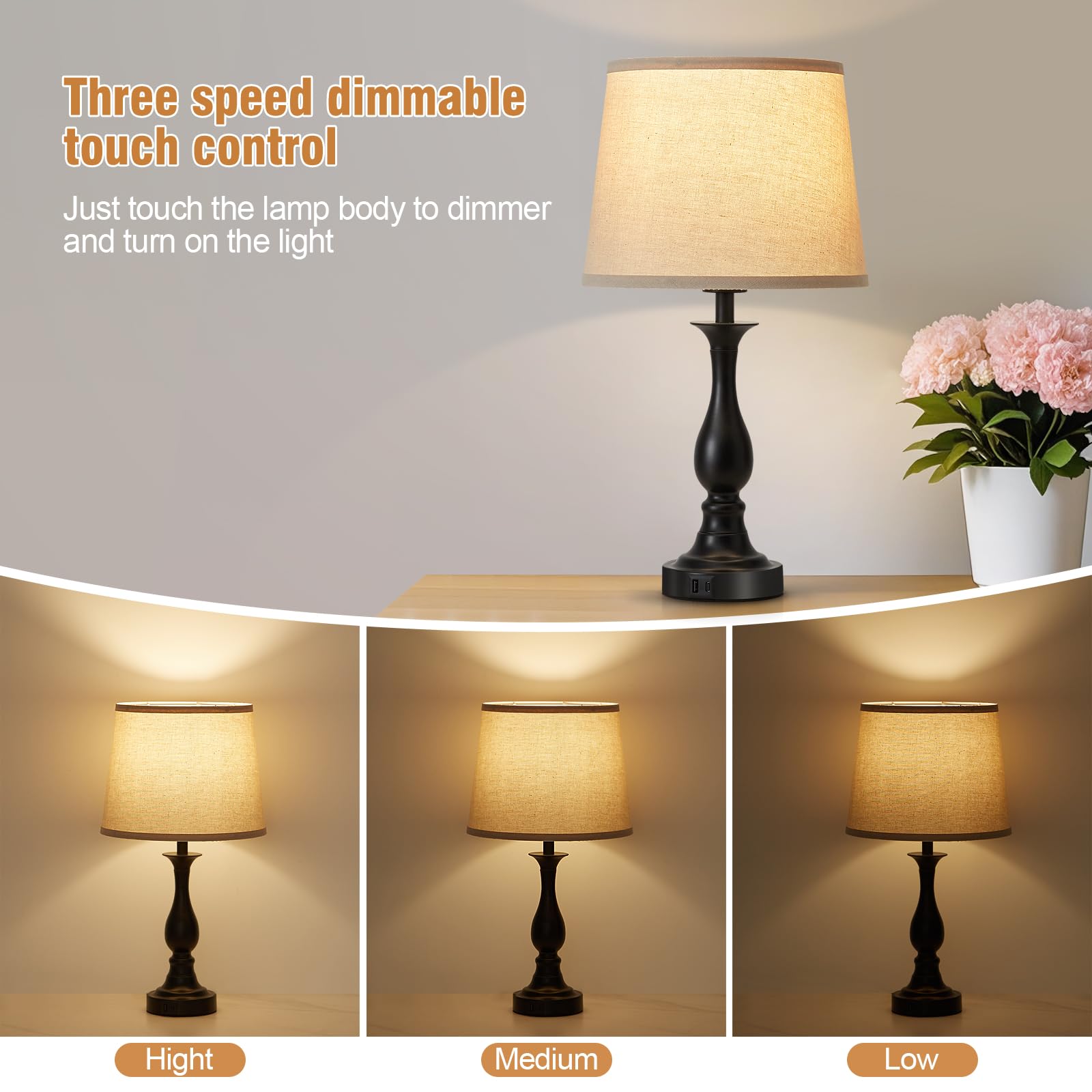 Lauag brushed nickel base with linen shade complements classic and modern decor.