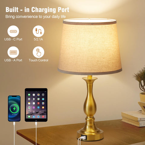 Lauag set of two bedside lamps on nightstands.