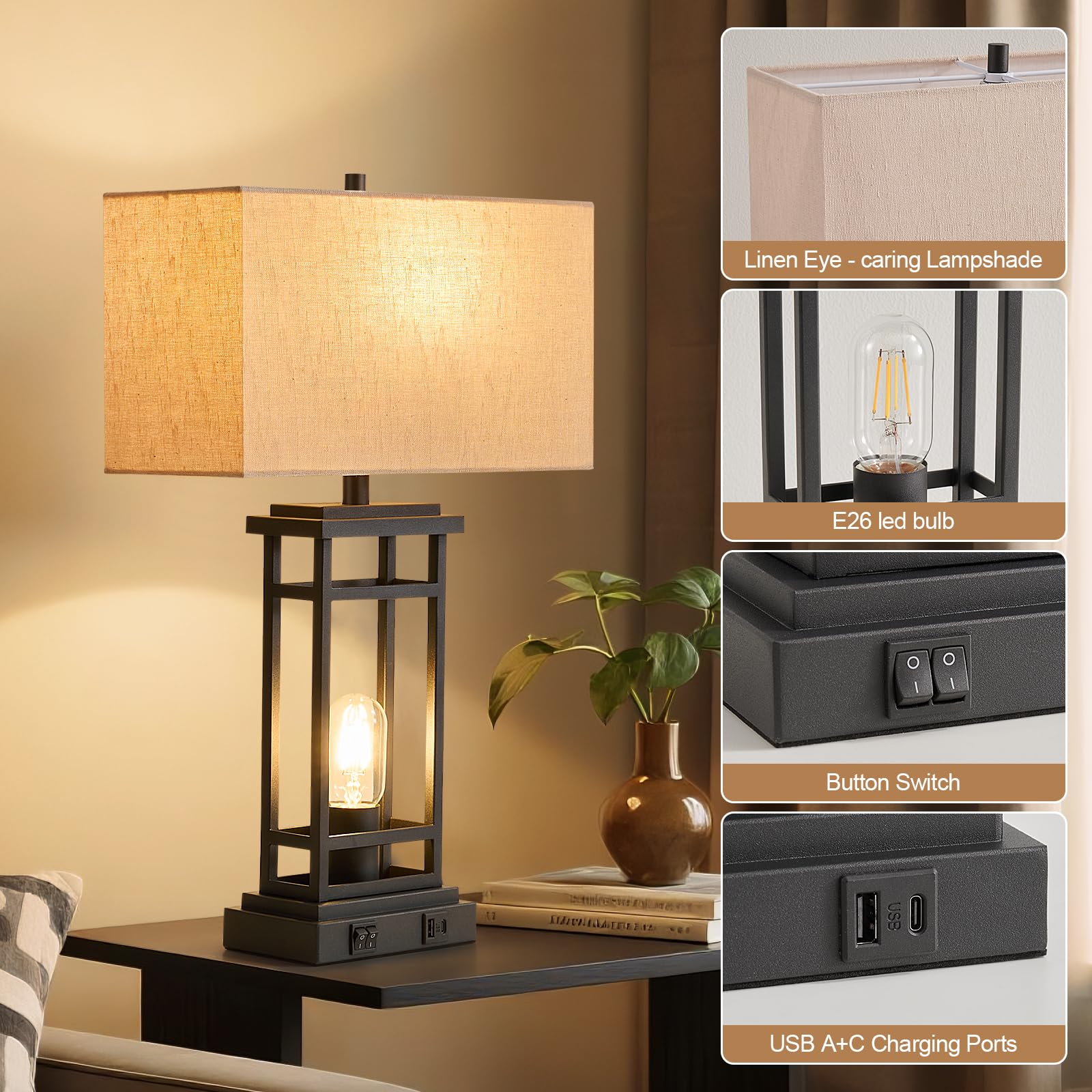 Lauag table lamp dual-switch night-light for late-night tasks.