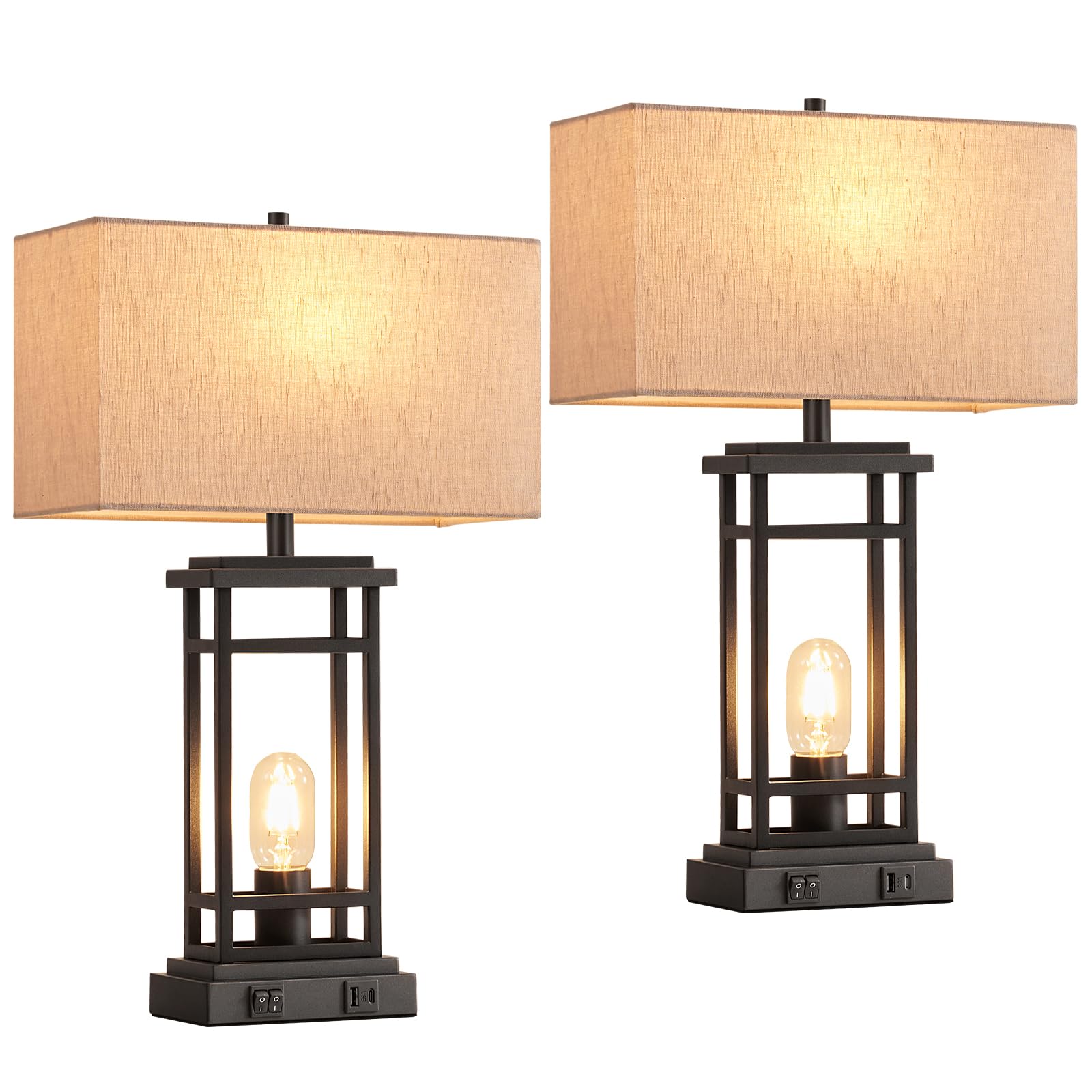 Easy to install Lauag lamp shown on a nightstand.