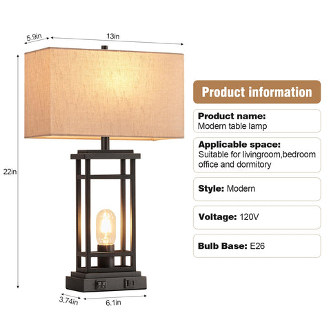 Lauag table lamp USB-A port keeps phone powered.