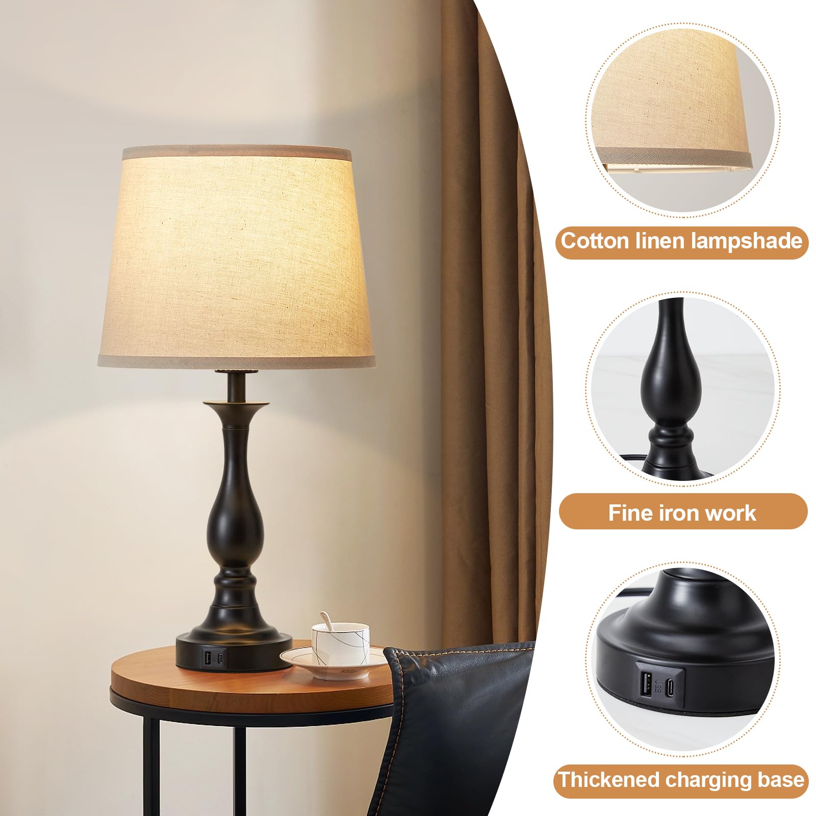 Lauag set of two lamps ships with LED bulbs for immediate use.