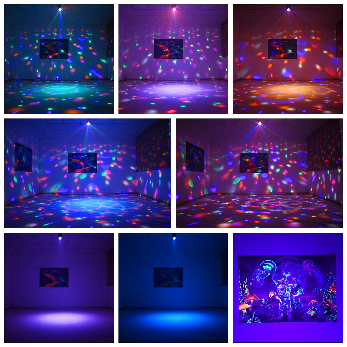 LAUCNPTY disco ball light color wheel for vibrant party ambiance and customizable effects