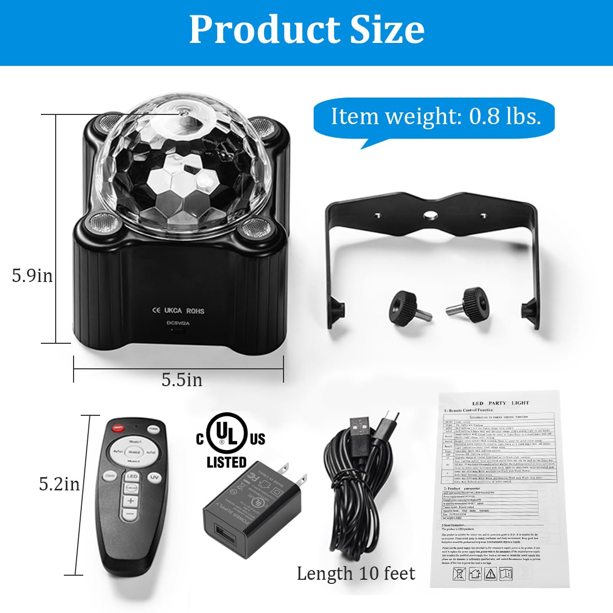 LAUCNPTY rotating light with adjustable angle bracket for ceiling or tabletop setups