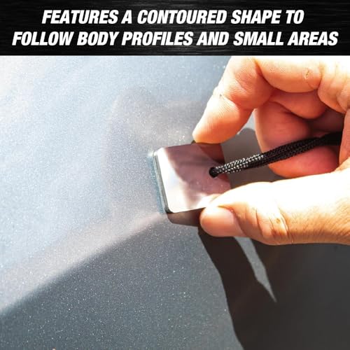 LAUCO Denibbing Blade Block Tool correcting sagging stains on a painted area