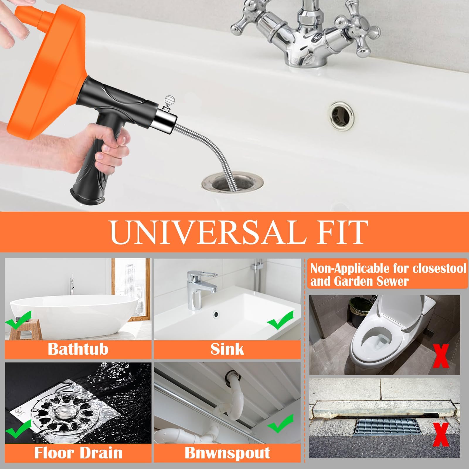 Launary Drain Auger ergonomic pistol grip enables comfortable clog clearing.