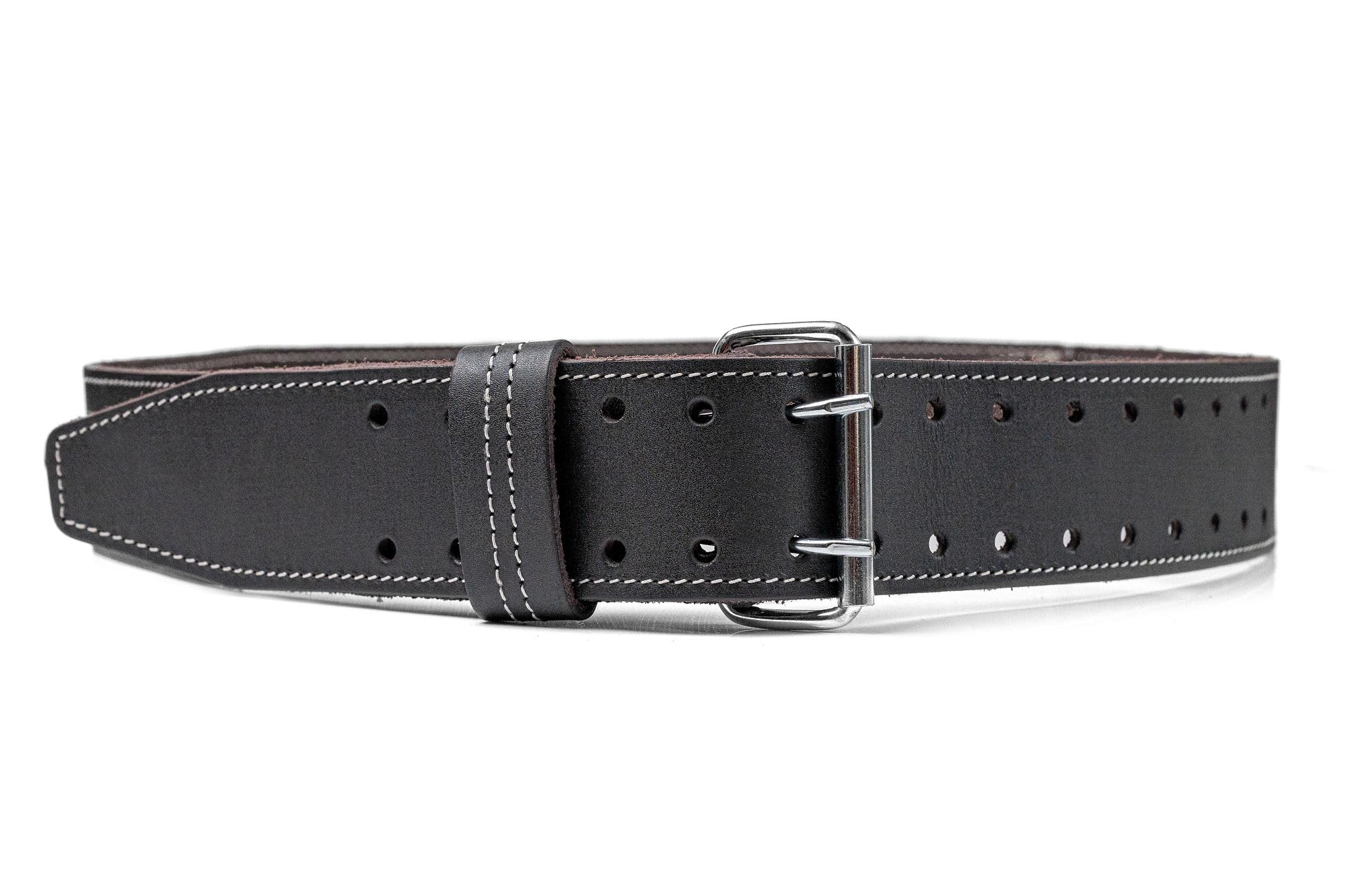 LAUTUS leather tool belt front view for rugged durability on site.