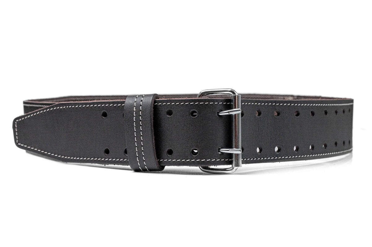 LAUTUS leather tool belt front view for rugged durability on site.