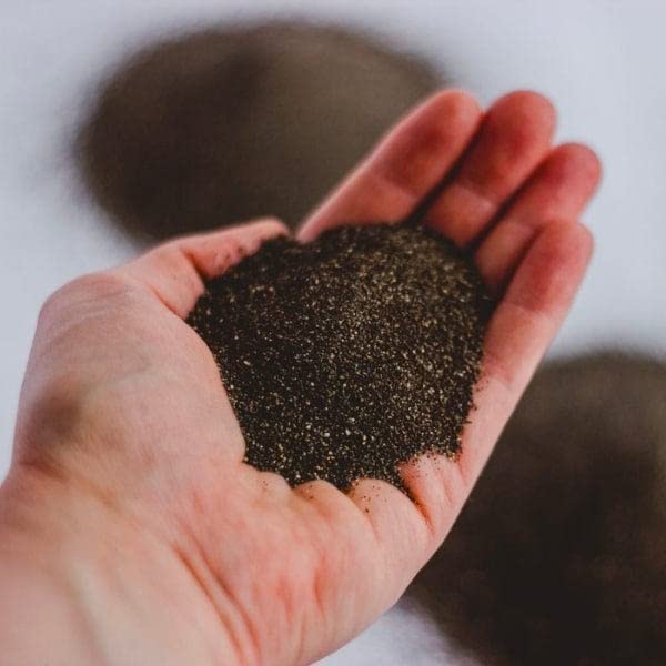 Lavayoo lava sand for heating-pad use and temperature stabilization projects.