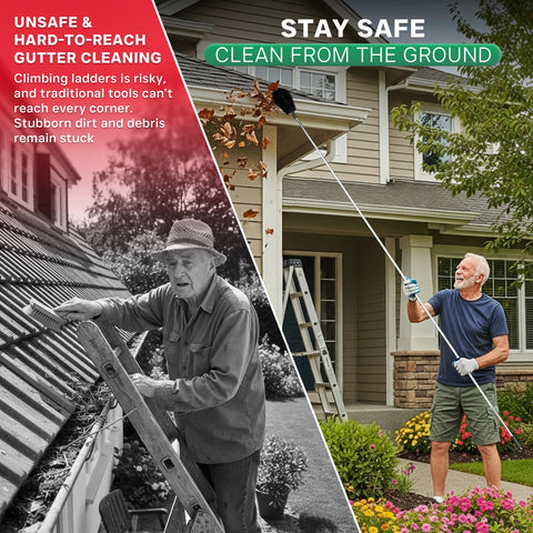 Lavdi firm nylon brush head for tougher grime and debris in gutters.