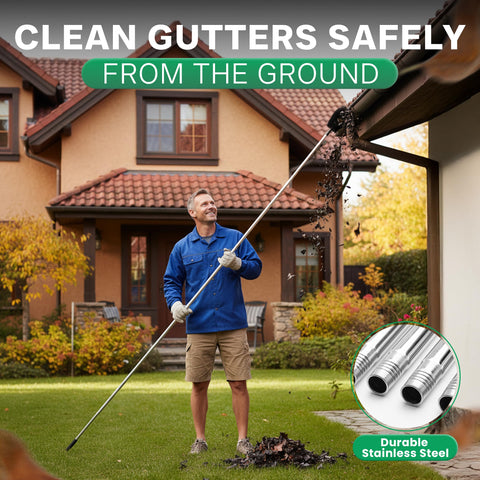 Lavdi soft nylon brush head for gentle, thorough gutter brushing.