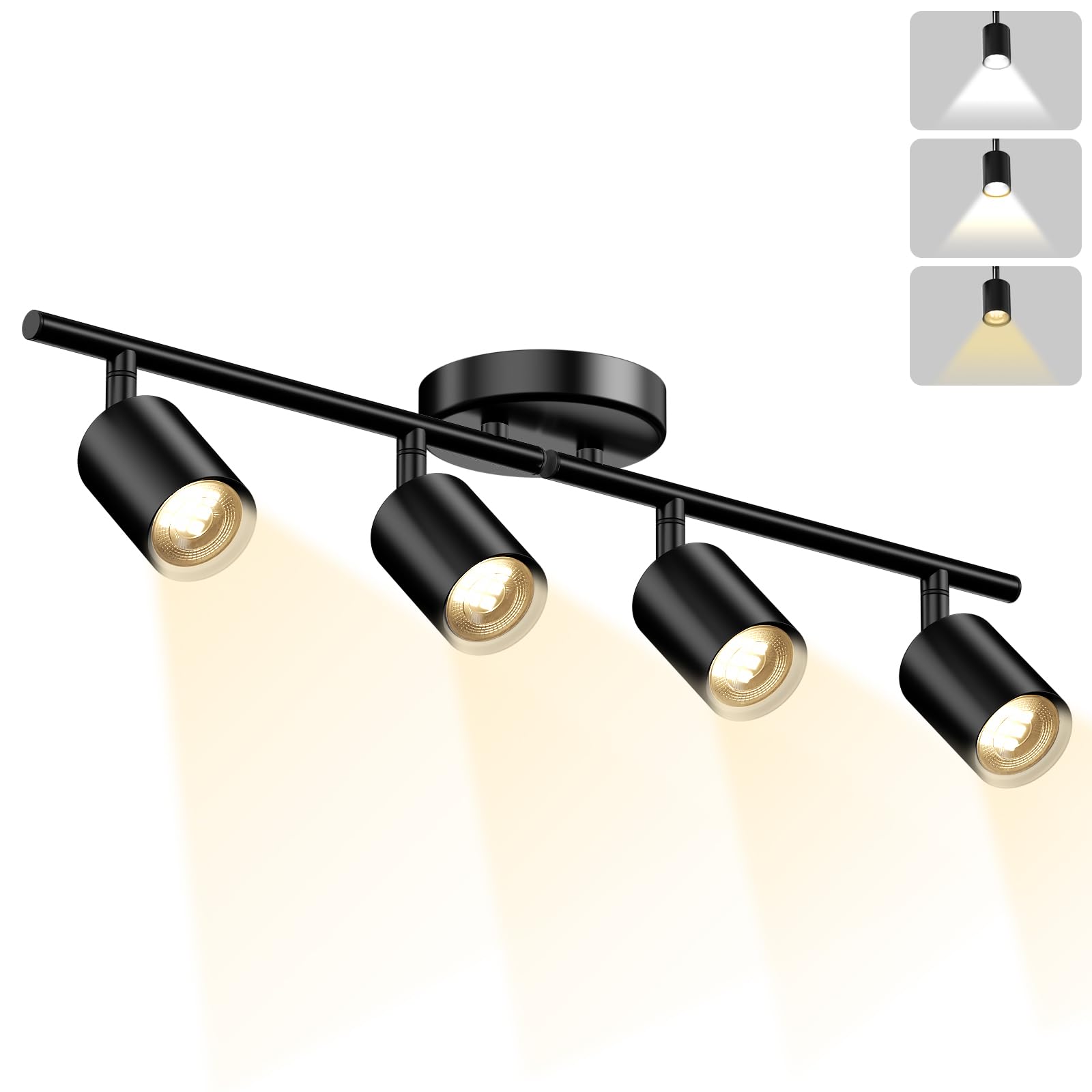 Lavendex LED 4-light track kit in a black ceiling spotlight setup.