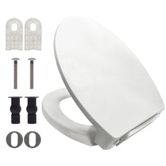 LavishStream elongated cotton white toilet seat with soft-close hinge for quiet operation
