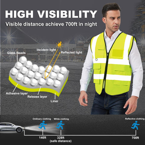 Lavori-AK reflective vest with back pocket for storing essentials while moving.