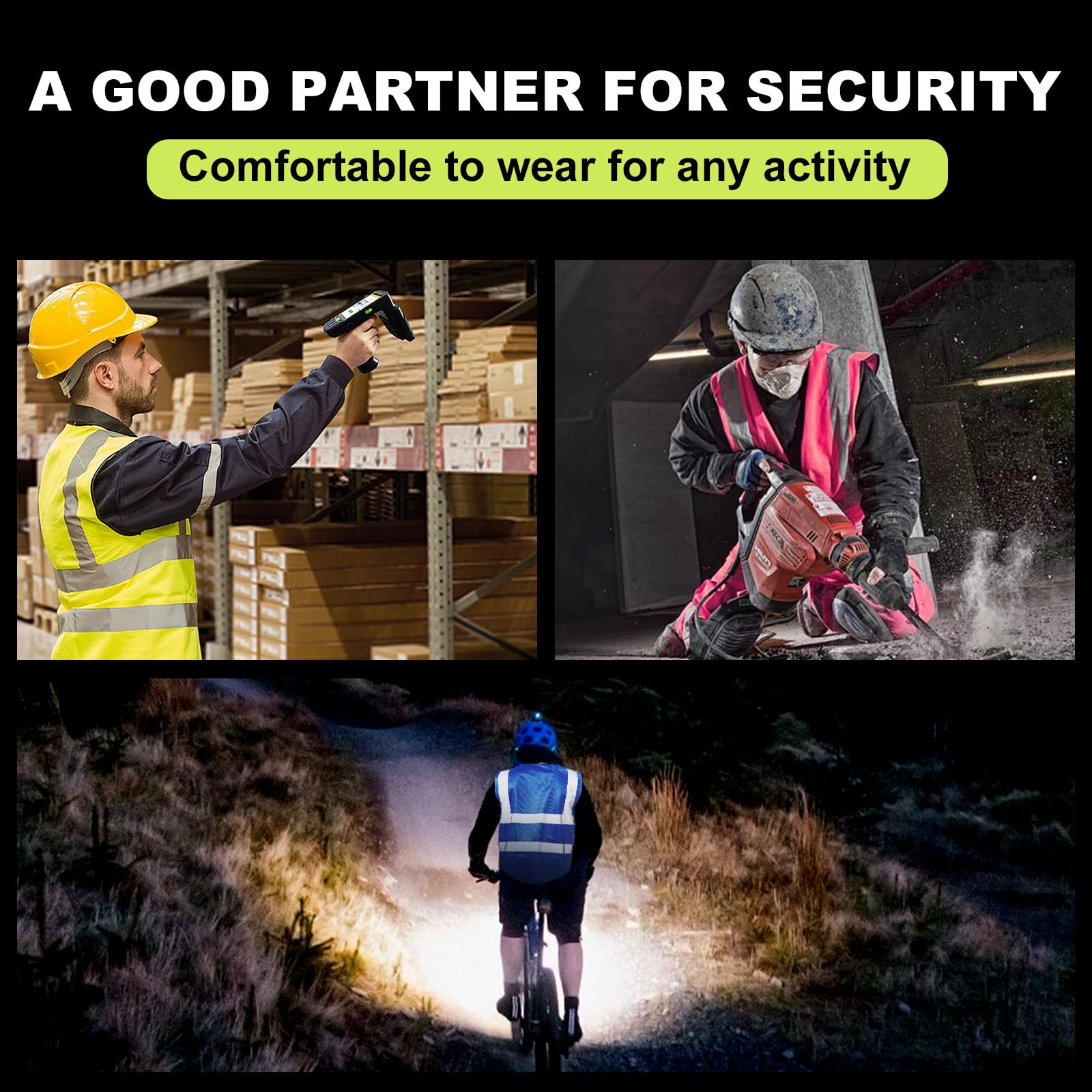 Lavori-AK yellow construction vest ideal for day and night safety.