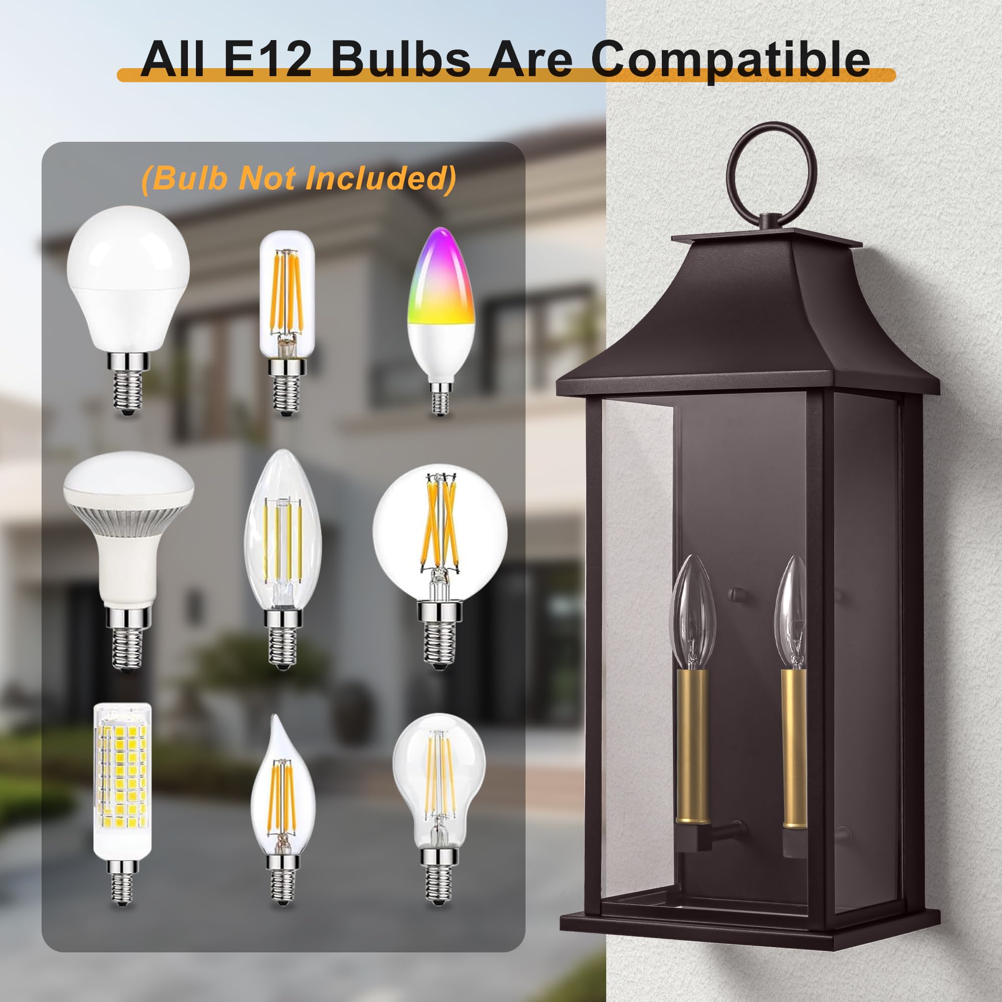 Lawyettle bronze porch light with open-bottom bulb access