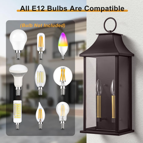 Lawyettle bronze porch light with open-bottom bulb access
