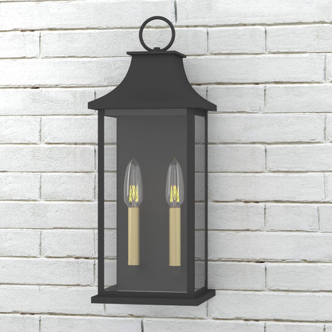 Lawyettle Dusk-to-Dawn black-frame lantern enhancing exterior style.