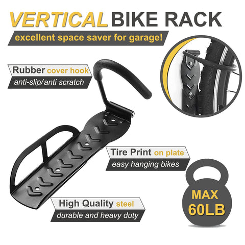 Laxama vertical bike hook with metal base for stable wall storage