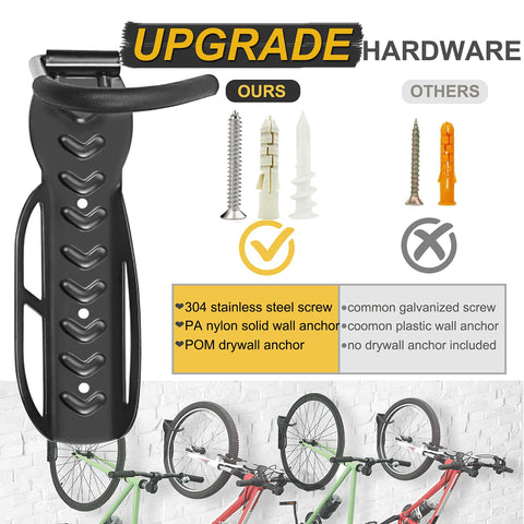 Laxama garage hooks non-reversible design prevents slips and keeps bikes secure