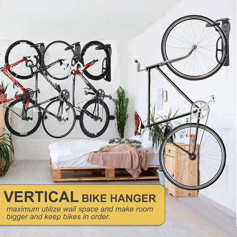 Laxama rubber-coated hooks protect bikes from scratches while hanging