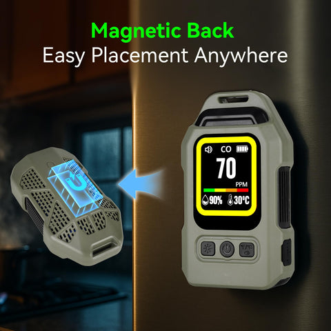 Laxmara CO detector with built-in flashlight for emergencies.