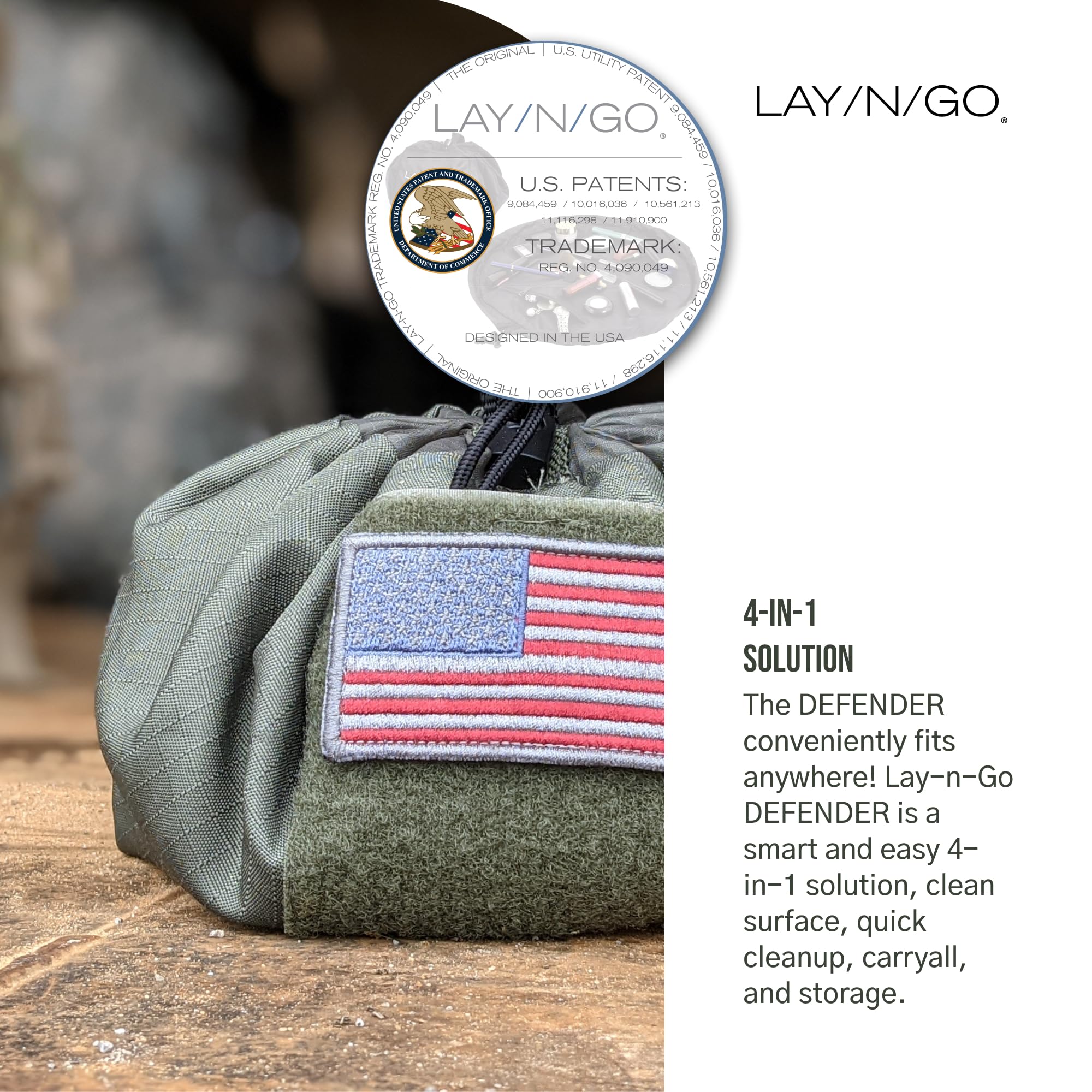 Lay-n-Go Defender bag exterior ready for machine wash