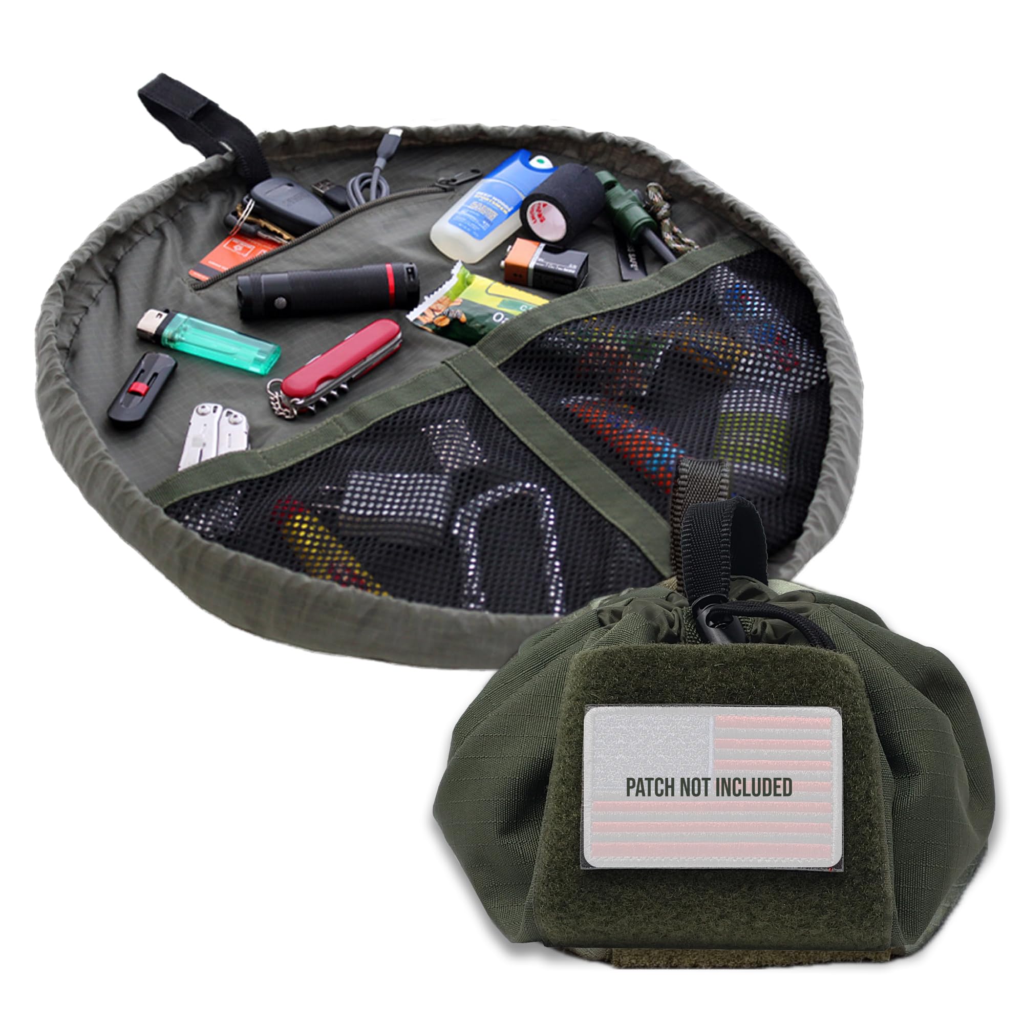 Lay-n-Go Defender bag opened flat showing organized space for gear