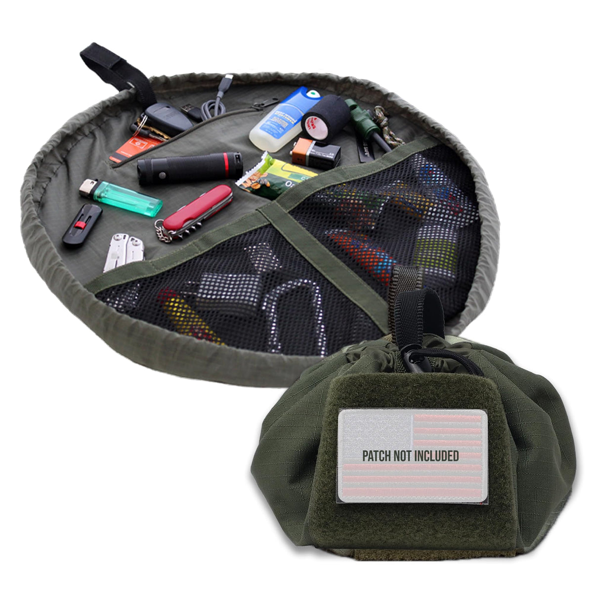 Lay-n-Go Defender bag opened flat showing organized space for gear