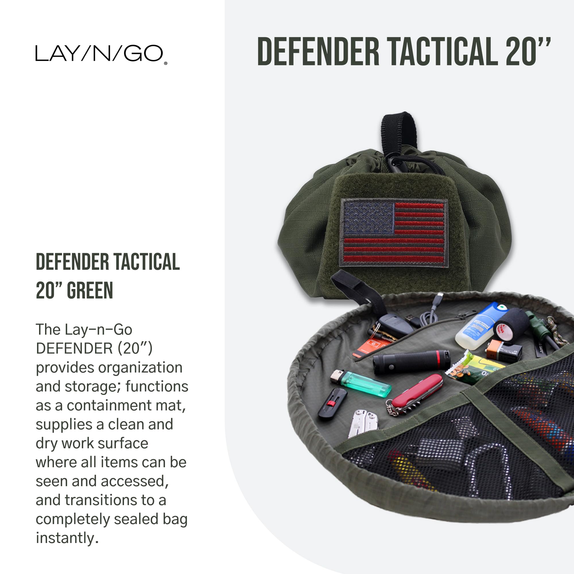 Lay-n-Go Defender bag with zippered pockets for cables and tools