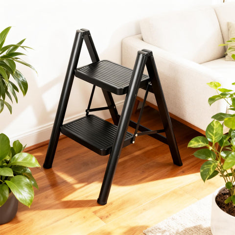 LAYSHINEEN 2 Step Ladder ideal for home tasks like bulb changes and shelf access