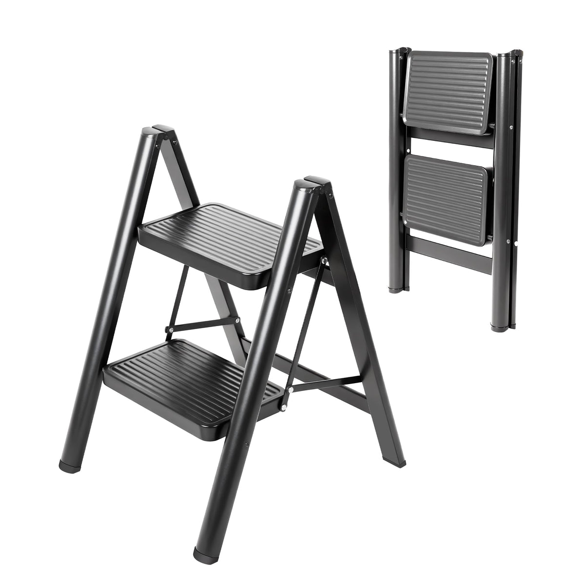 LAYSHINEEN 2 Step Ladder unfolded for high-access tasks with stable platform