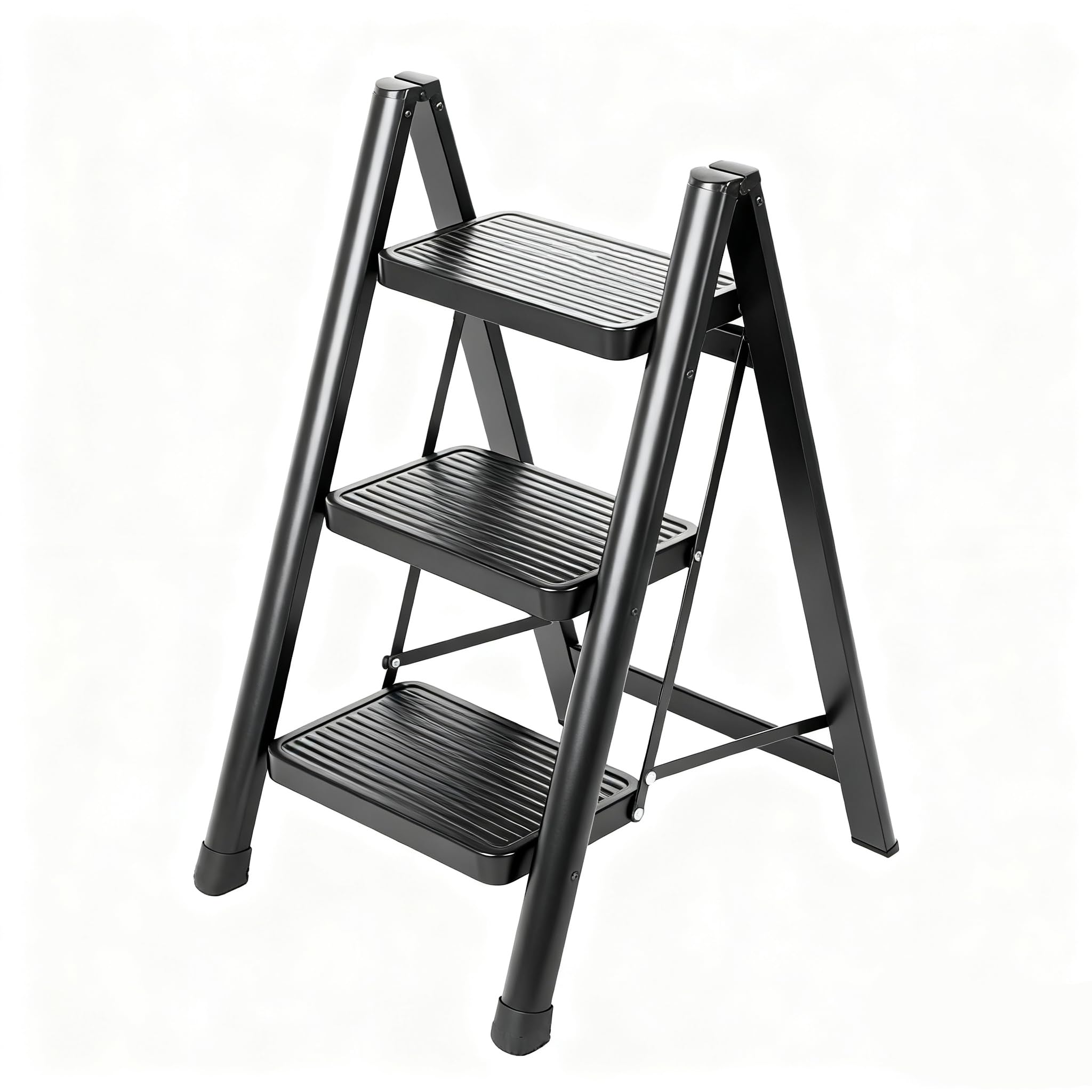 LAYSHINEEN 3-Step Ladder folded for compact storage and portability.