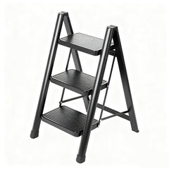 LAYSHINEEN 3-Step Ladder folded for compact storage and portability.