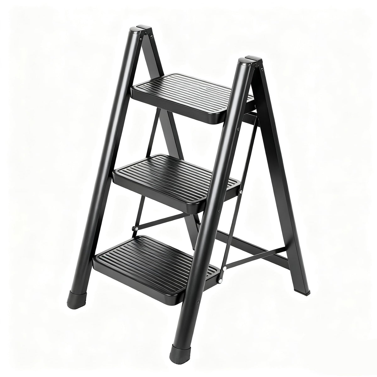 LAYSHINEEN 3-Step Ladder folded for compact storage and portability.