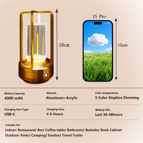 LAYSHINEEN campsite-friendly lamp showing charging indicators in use