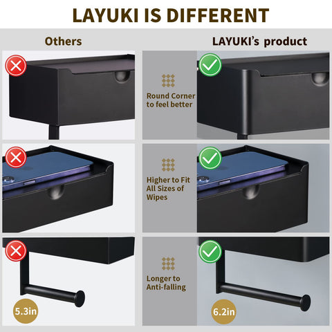 LAYUKI stainless steel with matte black finish resists rust and matches modern decor