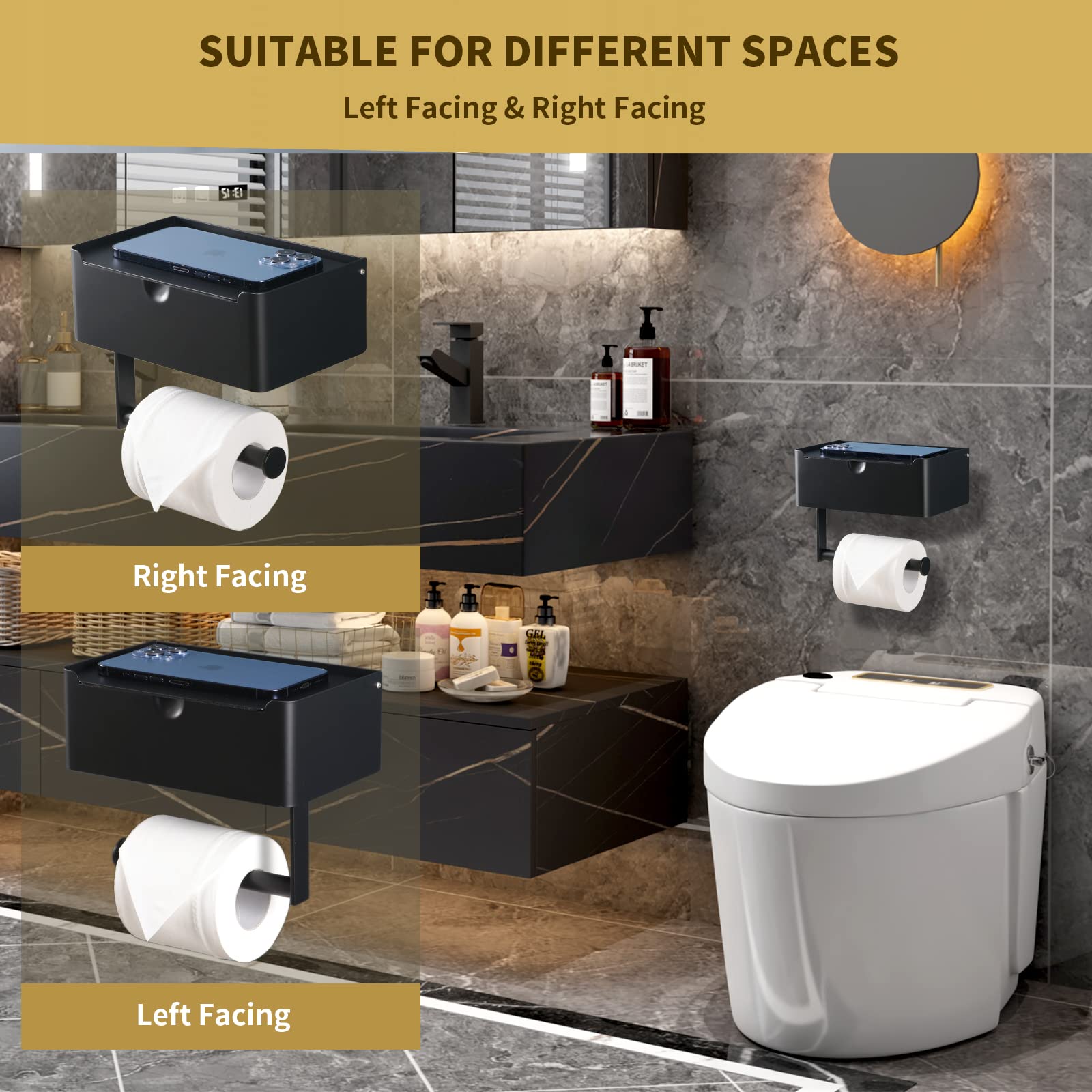 LAYUKI wall-mounted toilet paper holder for easy installation and space saving