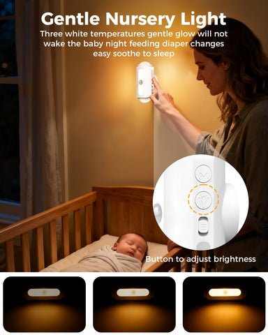 Lazukes nursery night glow mode provides gentle, soothing illumination