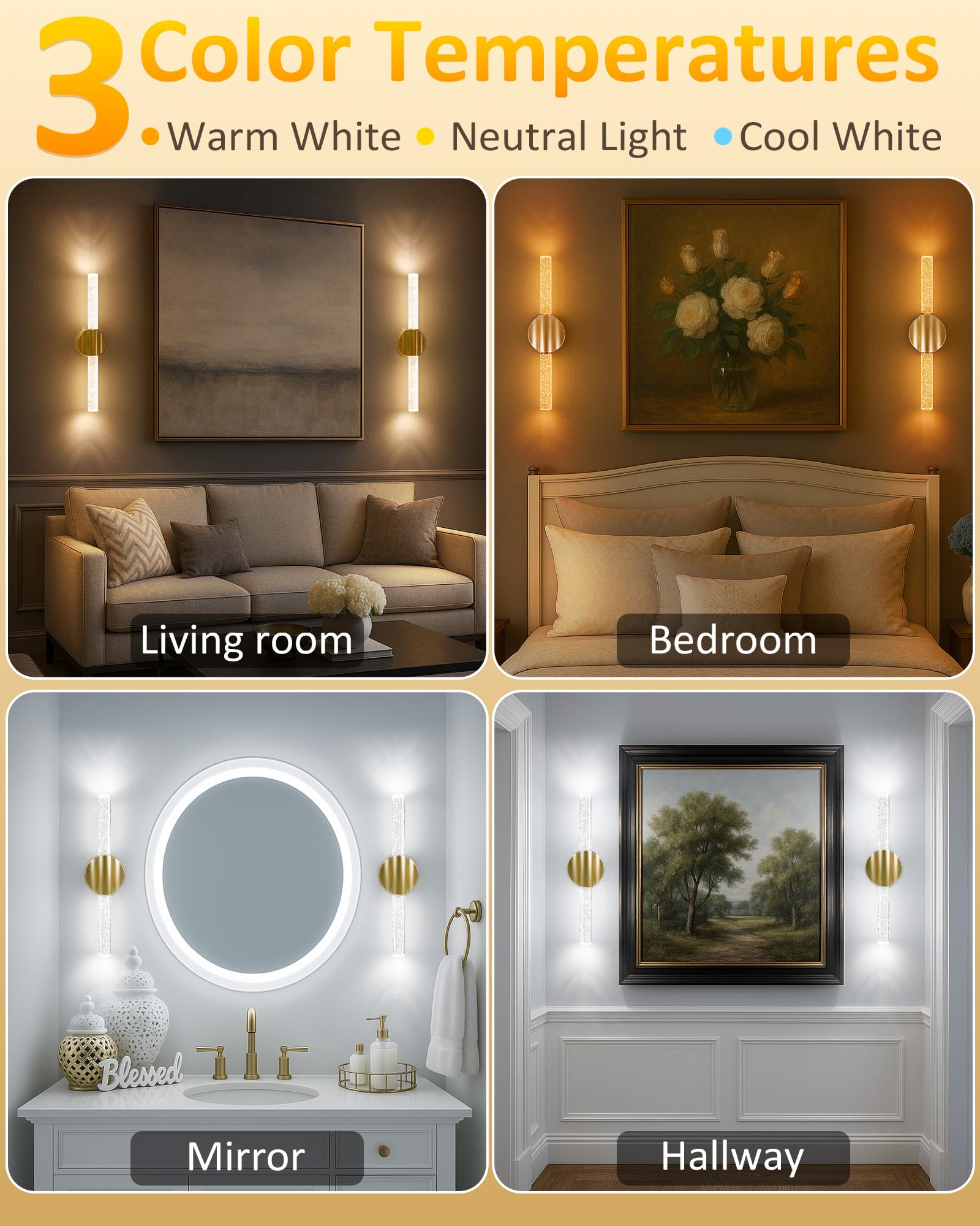 Lazukes wall sconce offers touch control for quick adjustments.