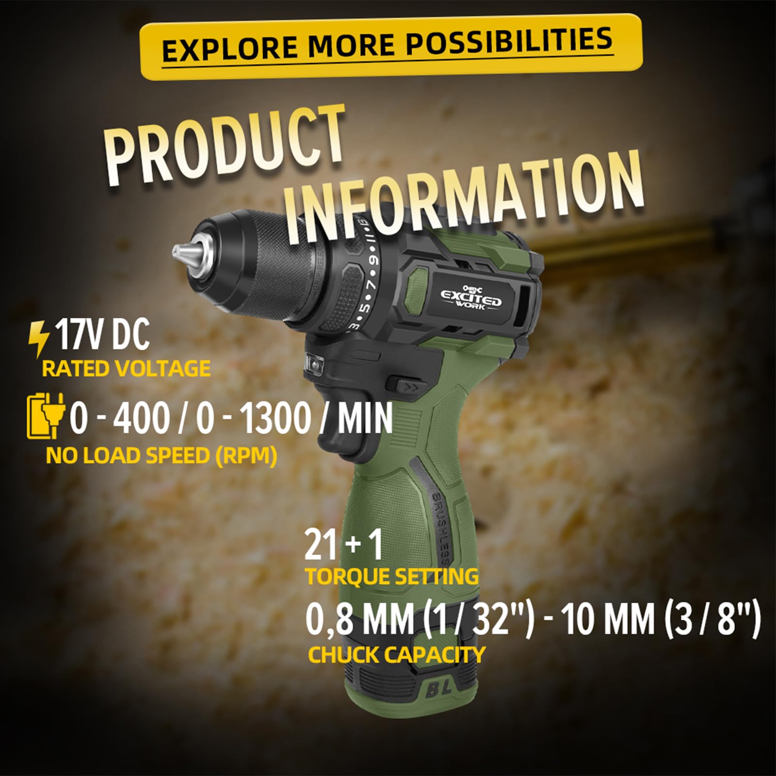 LAZYLAND 17V drill bit set with varied bits for multiple tasks.