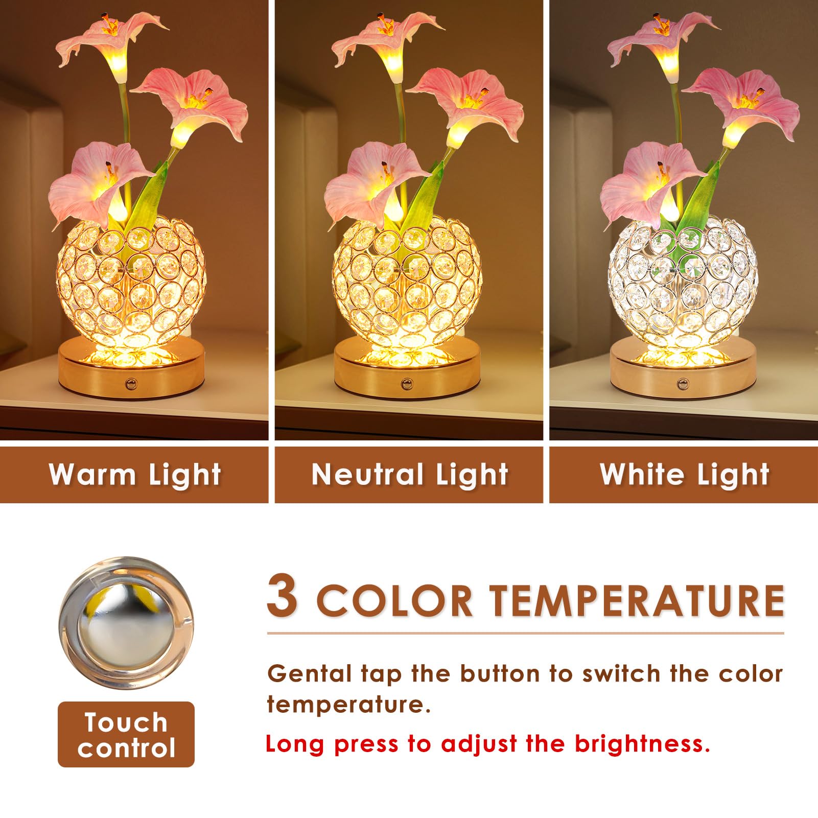 Lazzgan Crystal Flower Pot LED adds a decorative focal point on desks