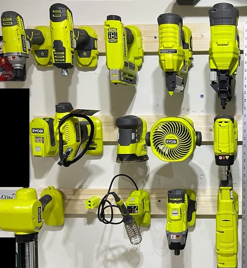 L&B 3D Ryobi 18V battery mount 6-pack stores batteries neatly for quick swap