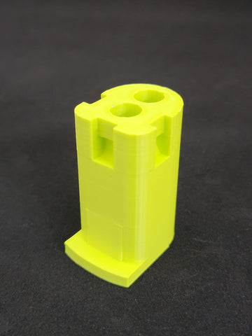 L&B 3D Ryobi 18V battery mount closeup demonstrates secure upright storage