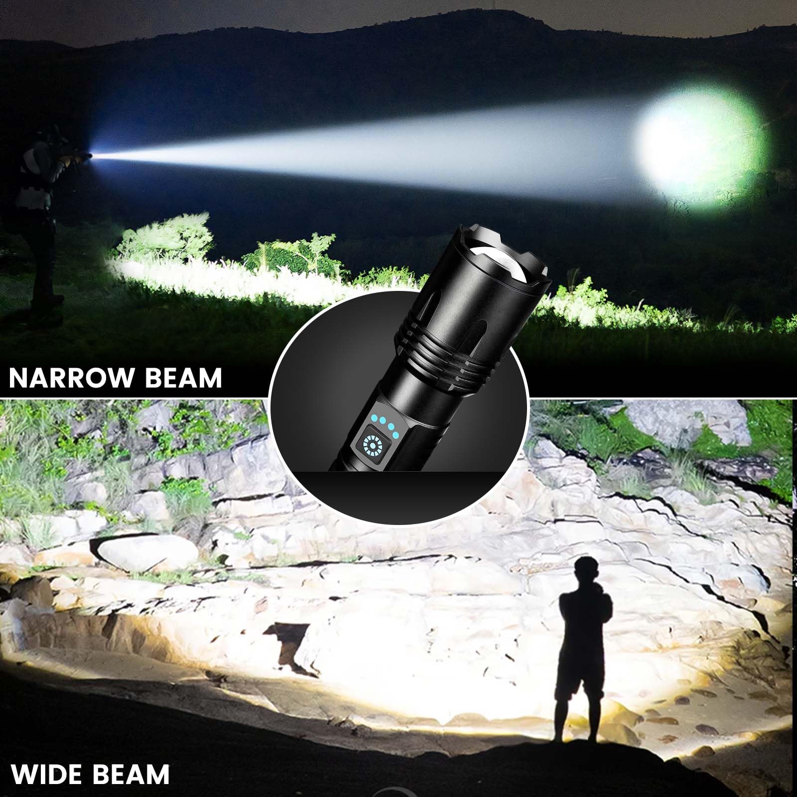 LBE 2-pack of flashlights with built-in batteries for convenience.