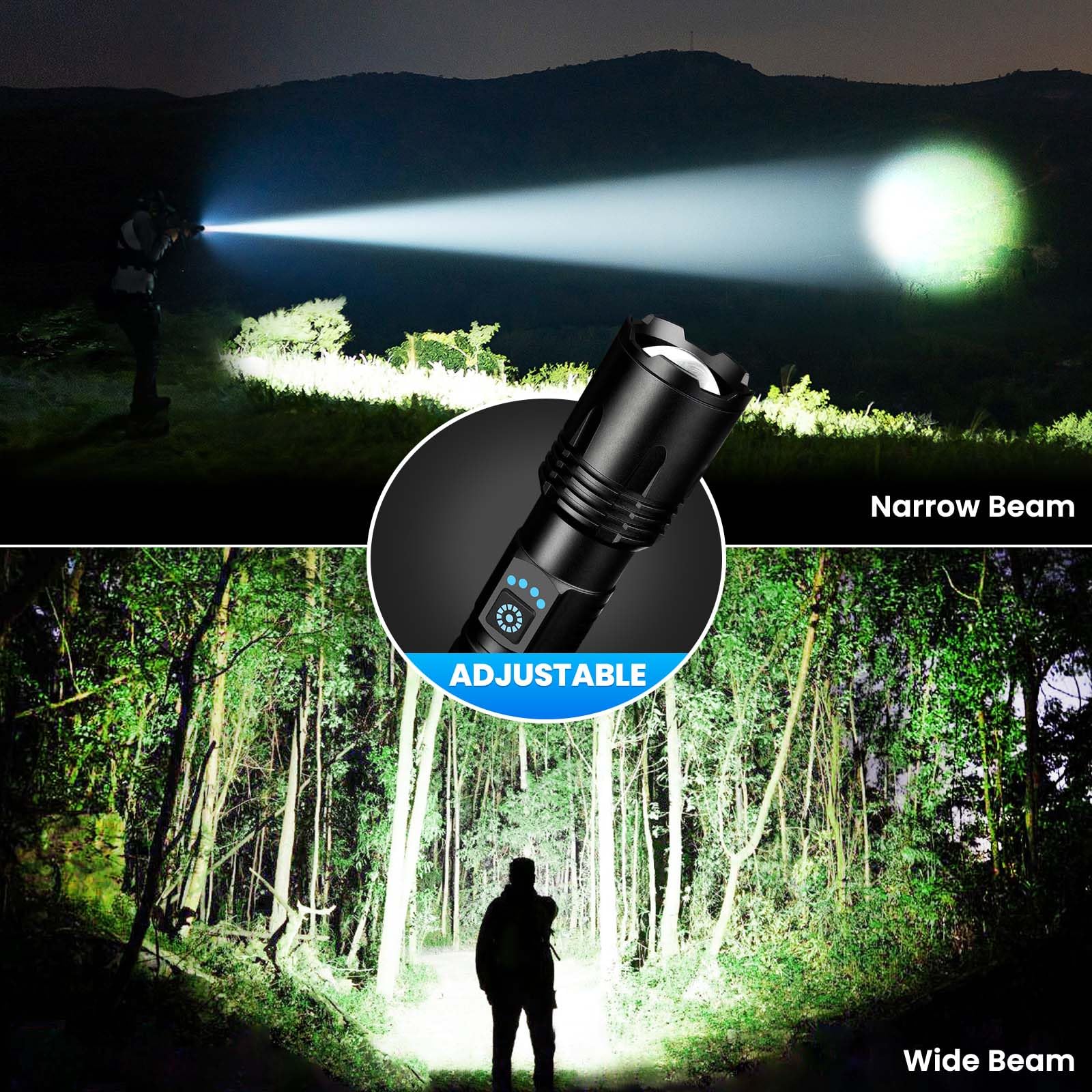 LBE flashlight with rugged aluminum body and non-slip grip.