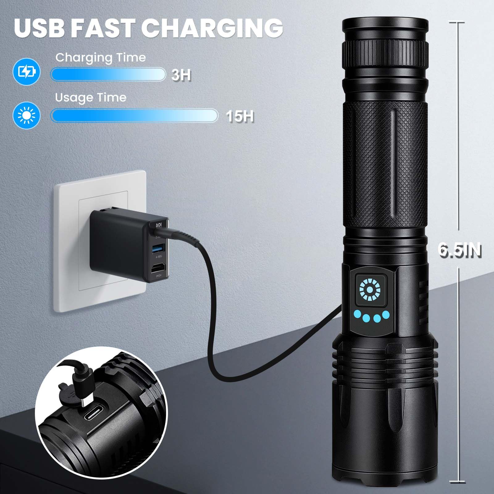 LBE flashlight with telescopic zoom for long-range visibility.